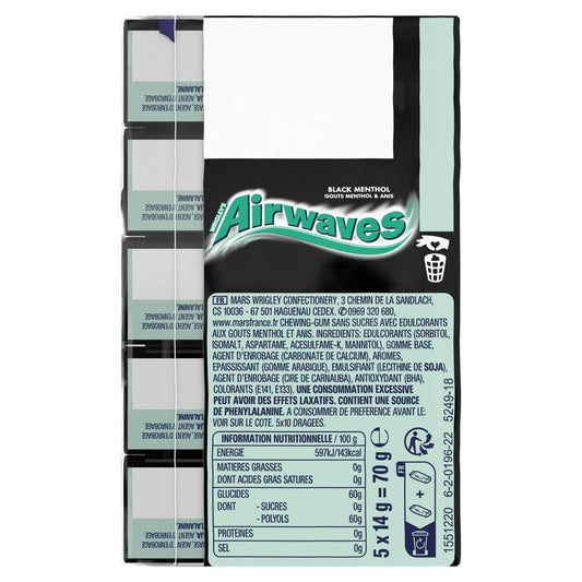 Chewing-Gum Sans Sucres Black Menthol AIRWAVES
