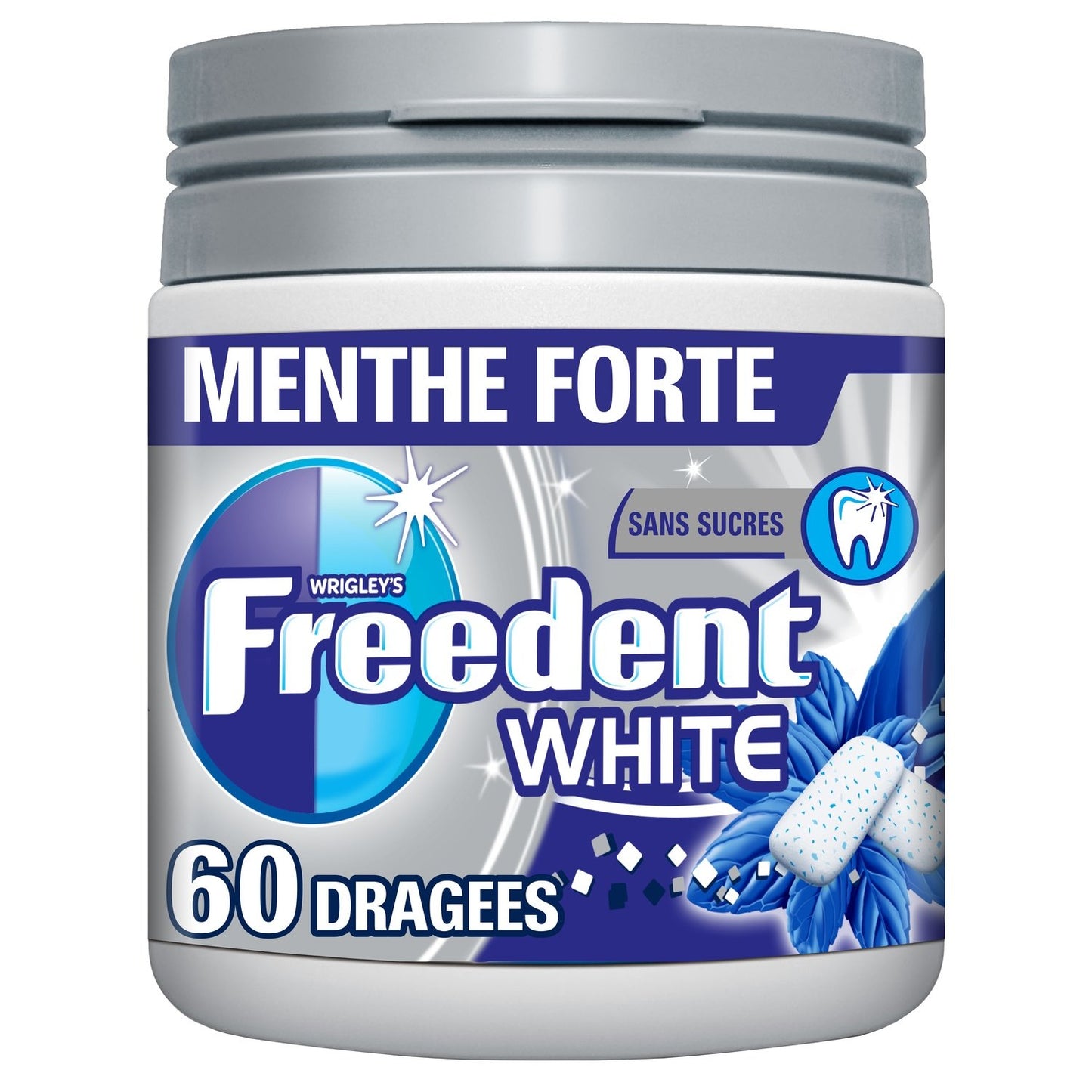Chewing-Gum Menthe Forte Sans Sucres FREEDENT WHITE la boîte de 60 dragées