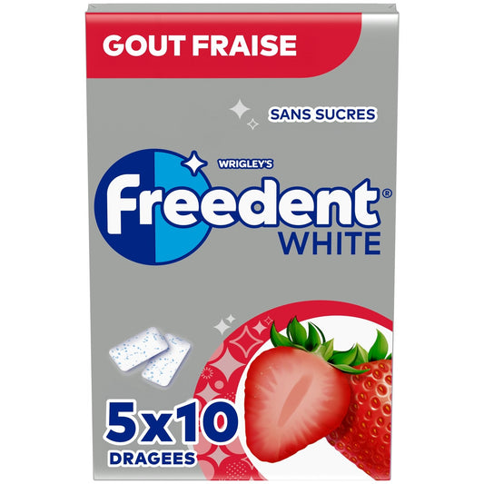 Chewing-Gum Sans Sucres Goût Fraise FREEDENT WHITE