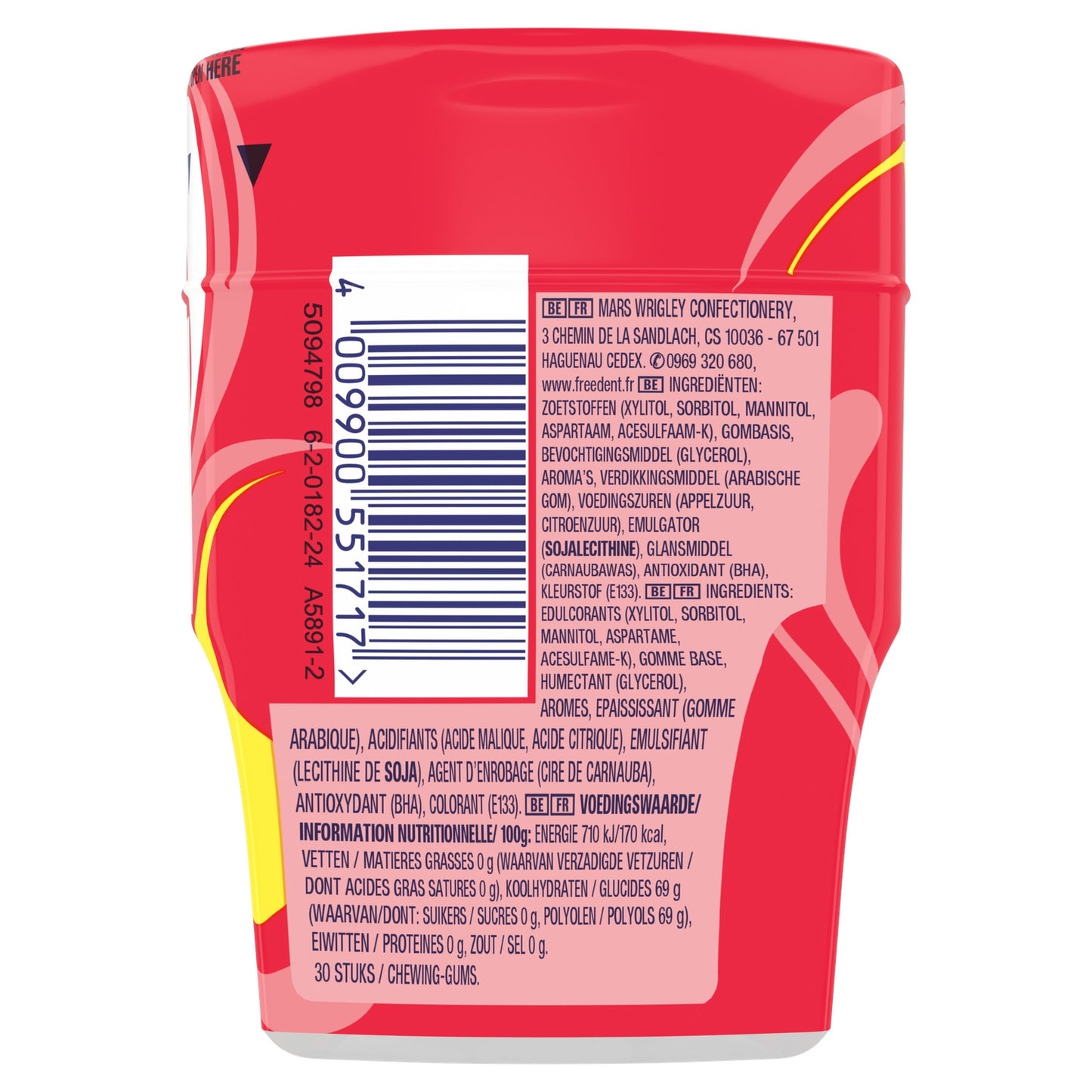 FREEDENT Zuckerfreier Erdbeer-Zitronen-Refresher-Kaugummi