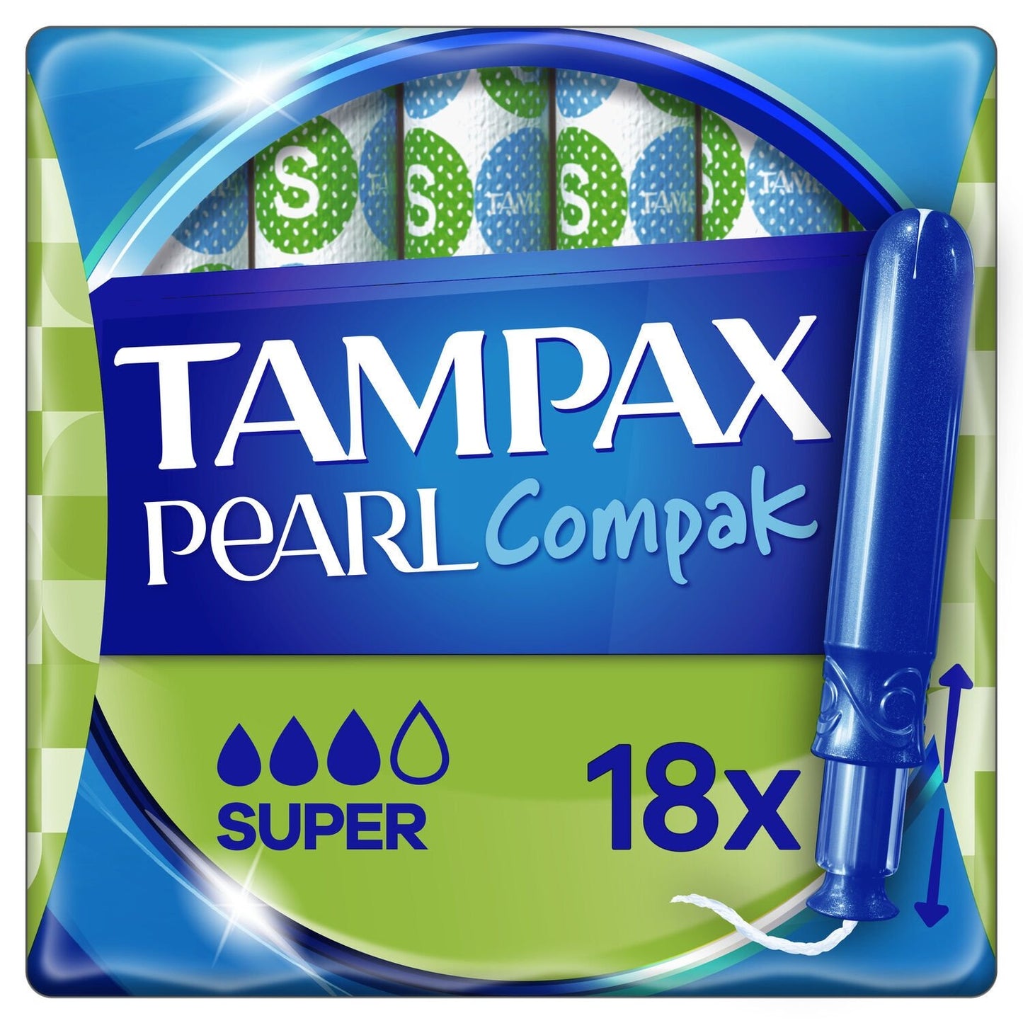 Tampons avec Applicateur Super Pearl Compak TAMPAX la boite de 18 tampons