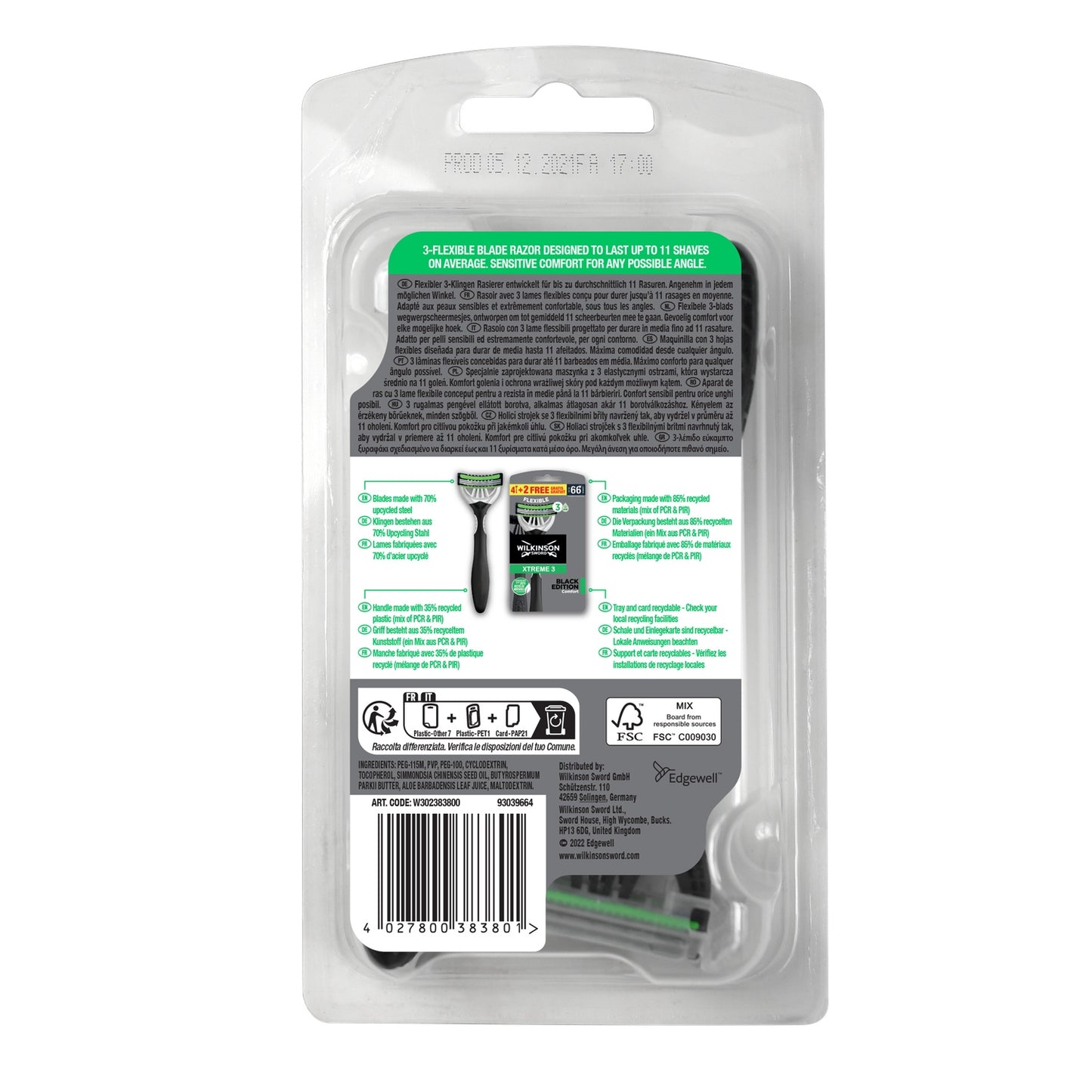 WILKINSON Xtreme 3 Black Edition Comfort Einwegrasierer für Männer
