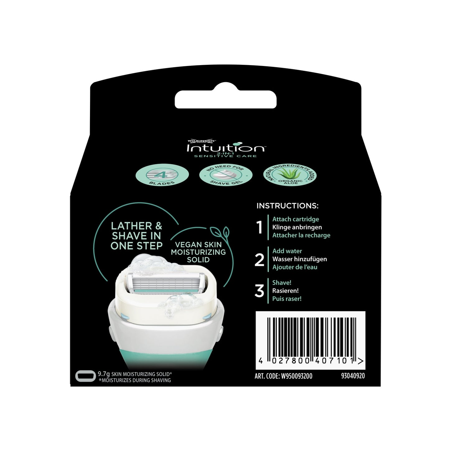 Lames de Rasoir pour Femme Sensitive Care Savon 2en1 WILKINSON