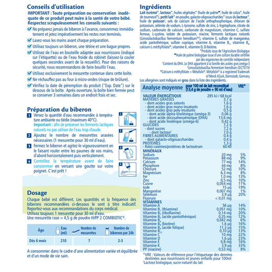 Lait Bébé en Poudre 2ème Âge Dès 6 Mois Bio COMBIOTIC® HIPP BIOLOGIQUE