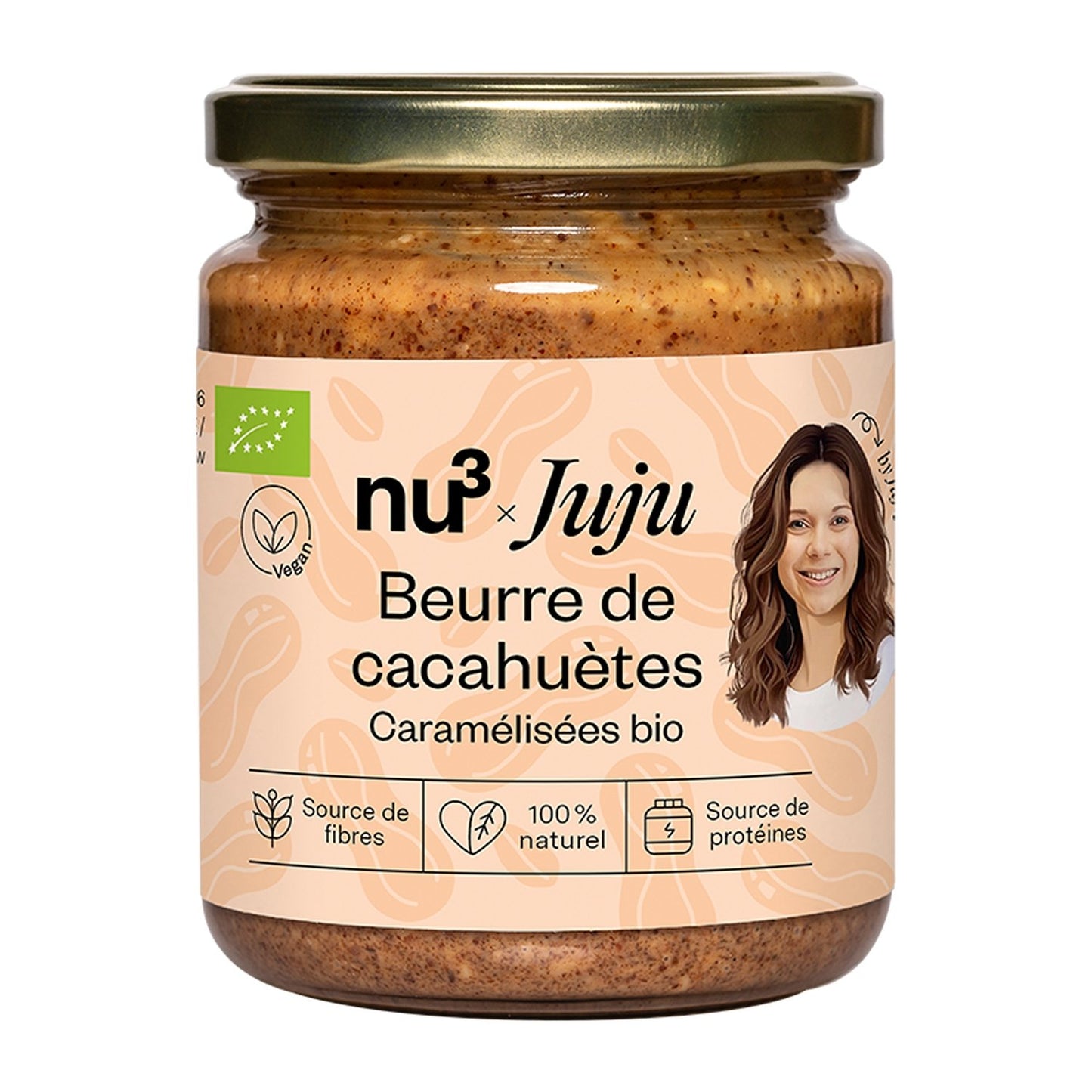 Beurre de Cacahuètes de Cacahuètes Caramélisées Bio NU3 le pot de 400g