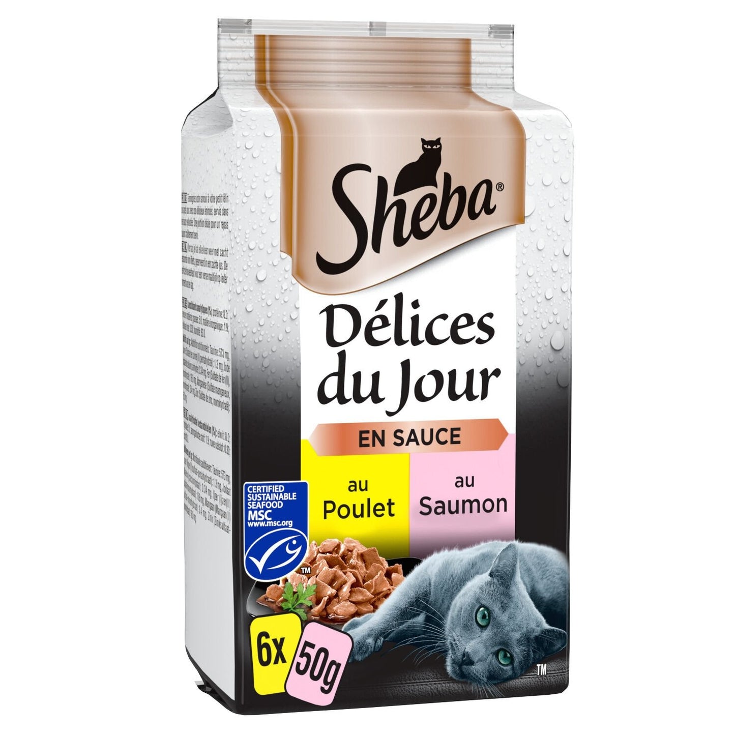 Pâtée pour Chat Adulte en Sauce Poulet Saumon Délices du Jour SHEBA les 6 sachets de 50 g