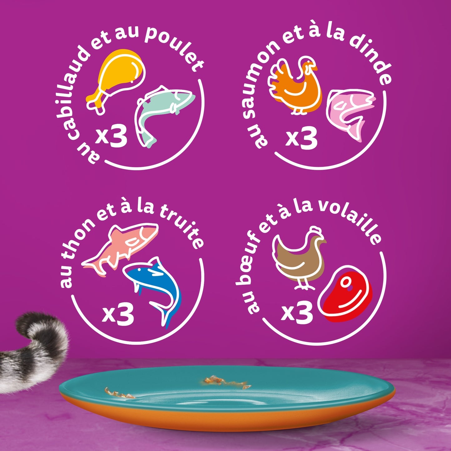 Adult Cat Food in Jelly Cod Chicken Salmon Turkey Tuna Trout Duo Land Sea WHISKAS