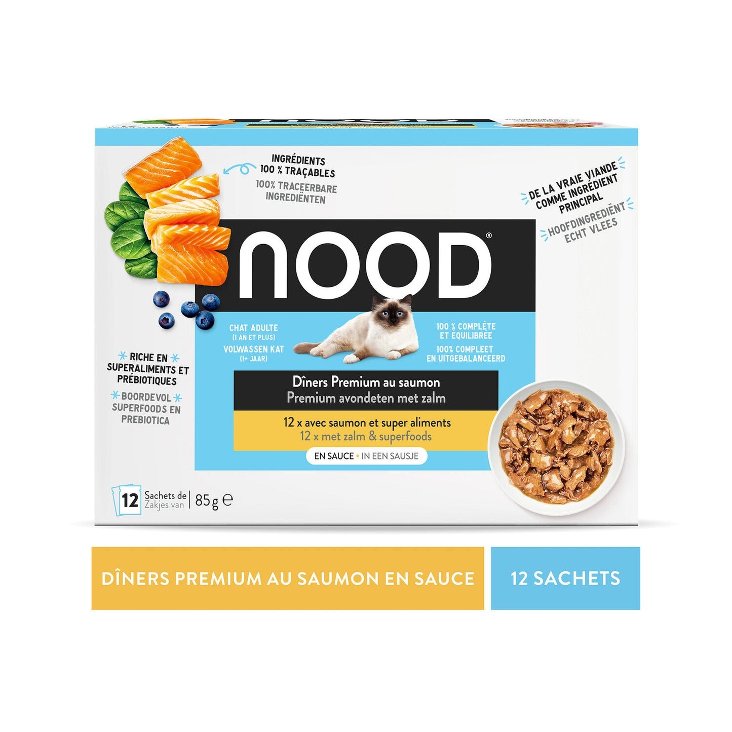 Pâtée pour Chat Adulte en Sauce au Saumon & Super Aliments NOOD