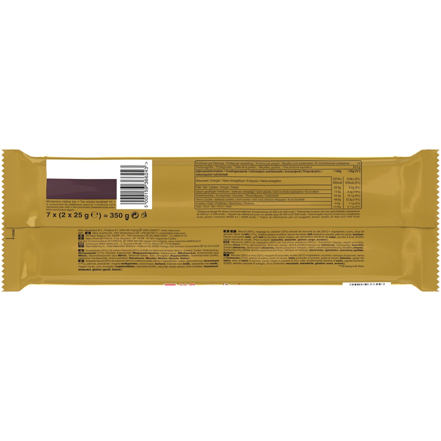 Barres Chocolatées Biscuits Enrobées de Chocolat et Caramel TWIX