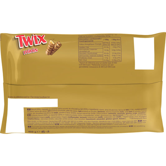 Barres Chocolatées Minis Biscuits Nappage au Caramel TWIX
