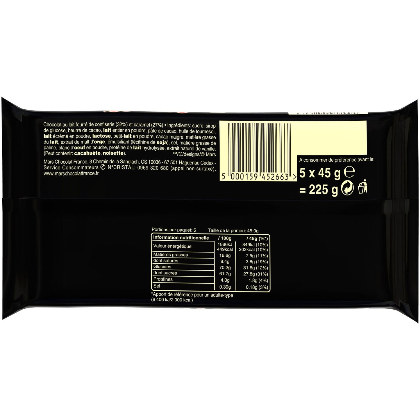 Barres Chocolatées Fourrées au Caramel MARS