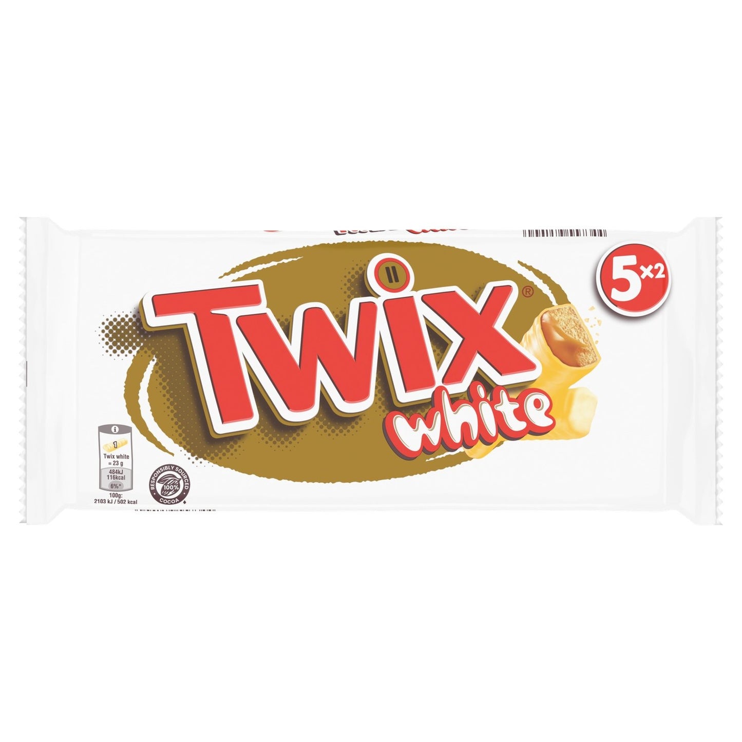 Barres Chocolatées Blanc Caramel TWIX les 5 barres de 46g