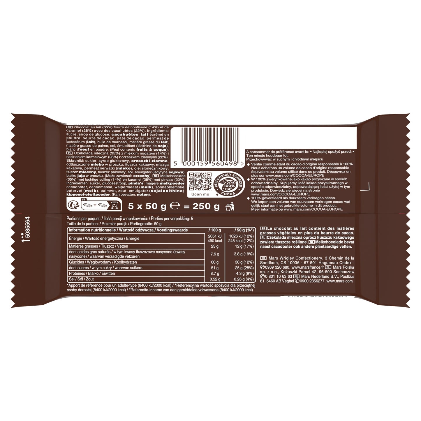 Barres Chocolatées Cacahuète Caramel SNICKERS