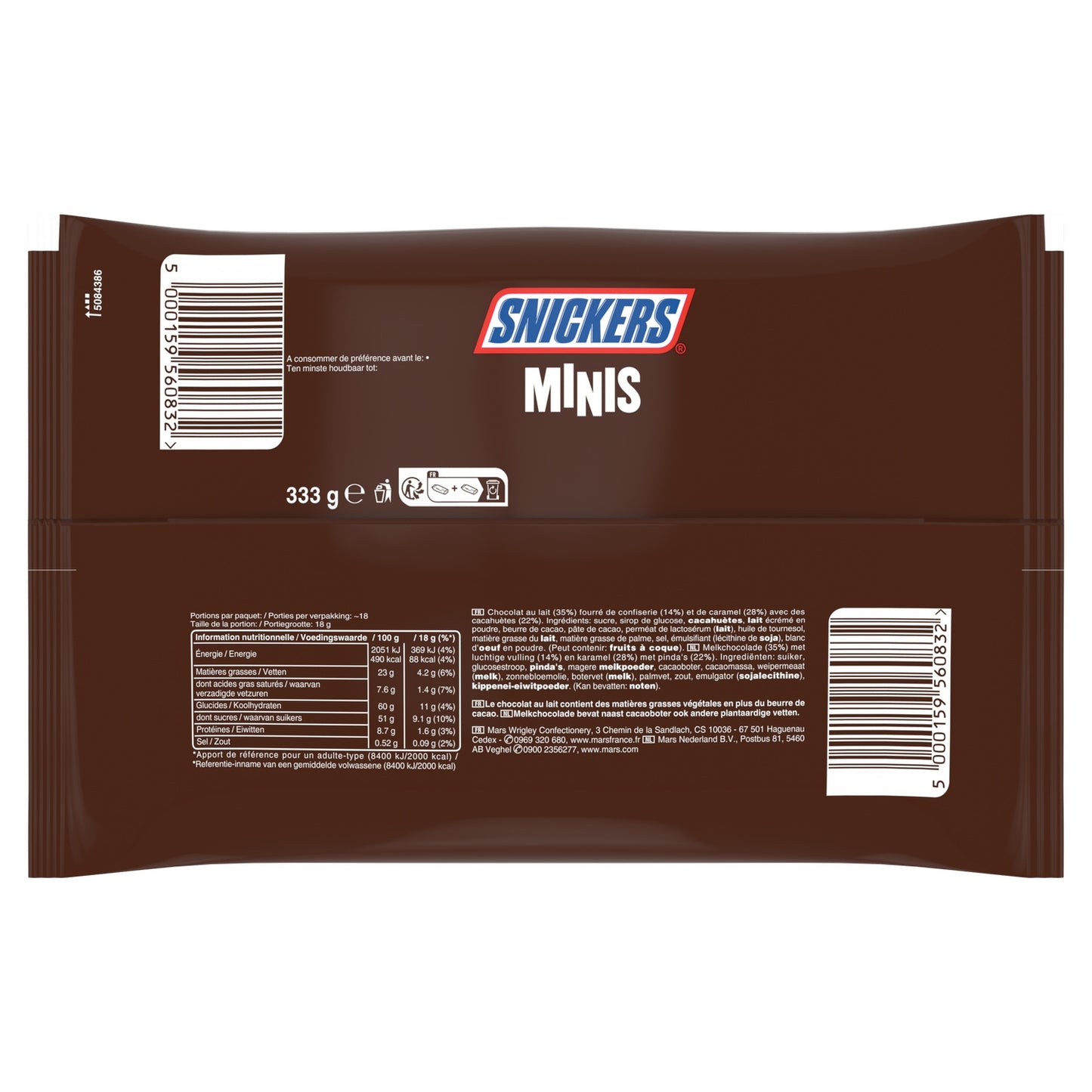 Mini Barres Chocolatées Lait Cacahuètes Caramel SNICKERS
