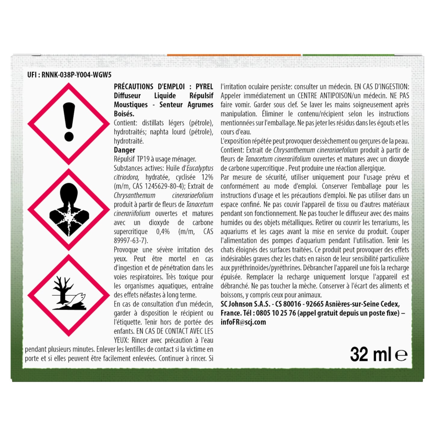 Anti-Moustiques Diffuseur et Recharge Liquide Senteur Agrumes Boisés PYREL
