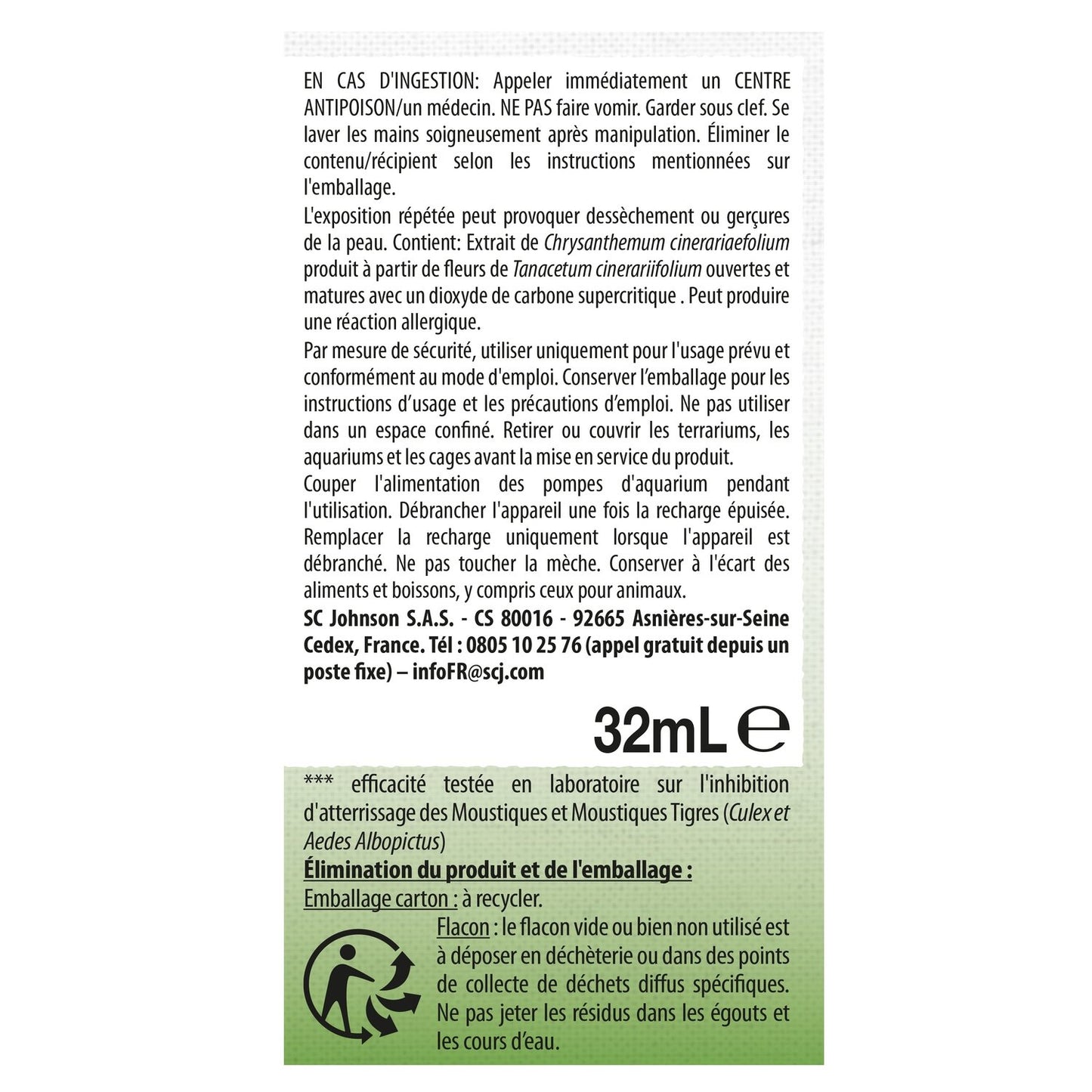 Anti-Moustiques Répulsif Recharge Liquide Sans Parfum PYREL