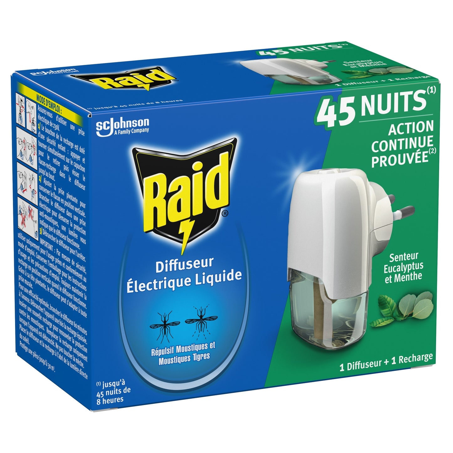 Anti-Moustiques Diffuseur Répulsif Moustiques à l'Eucalyptus et Menthe RAID
