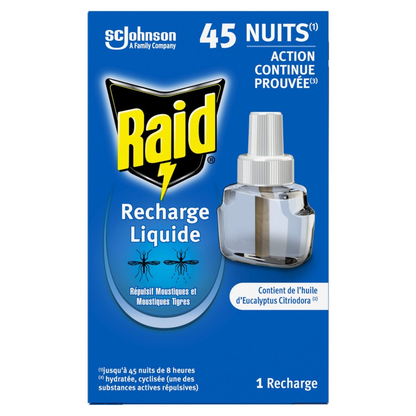 Anti-Moustiques Recharge Répulsif Liquide Sans Parfum Action Continue Max RAID la recharge