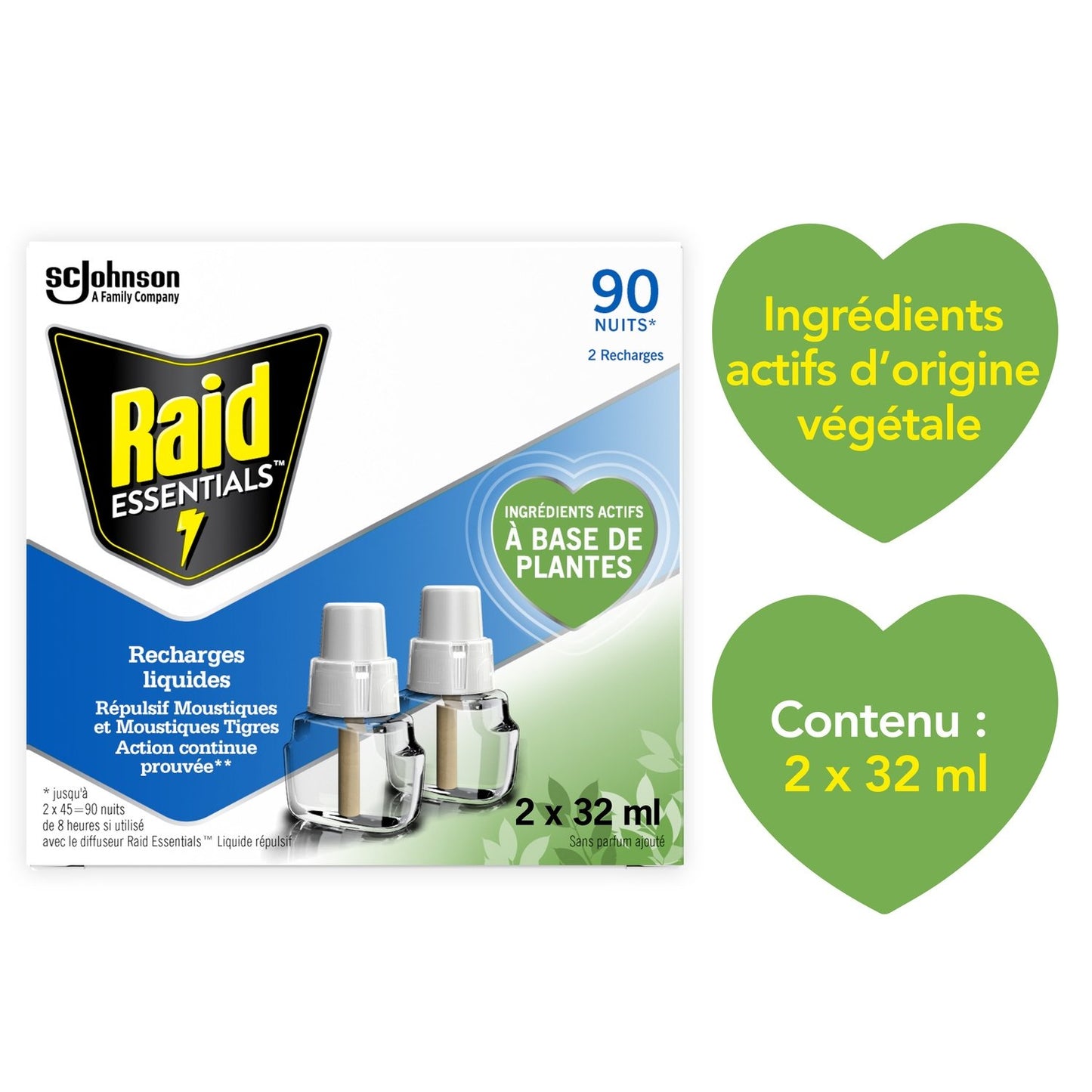 Anti-Moustiques Répulsif Recharge Moustiques RAID le lot de 2 recharges
