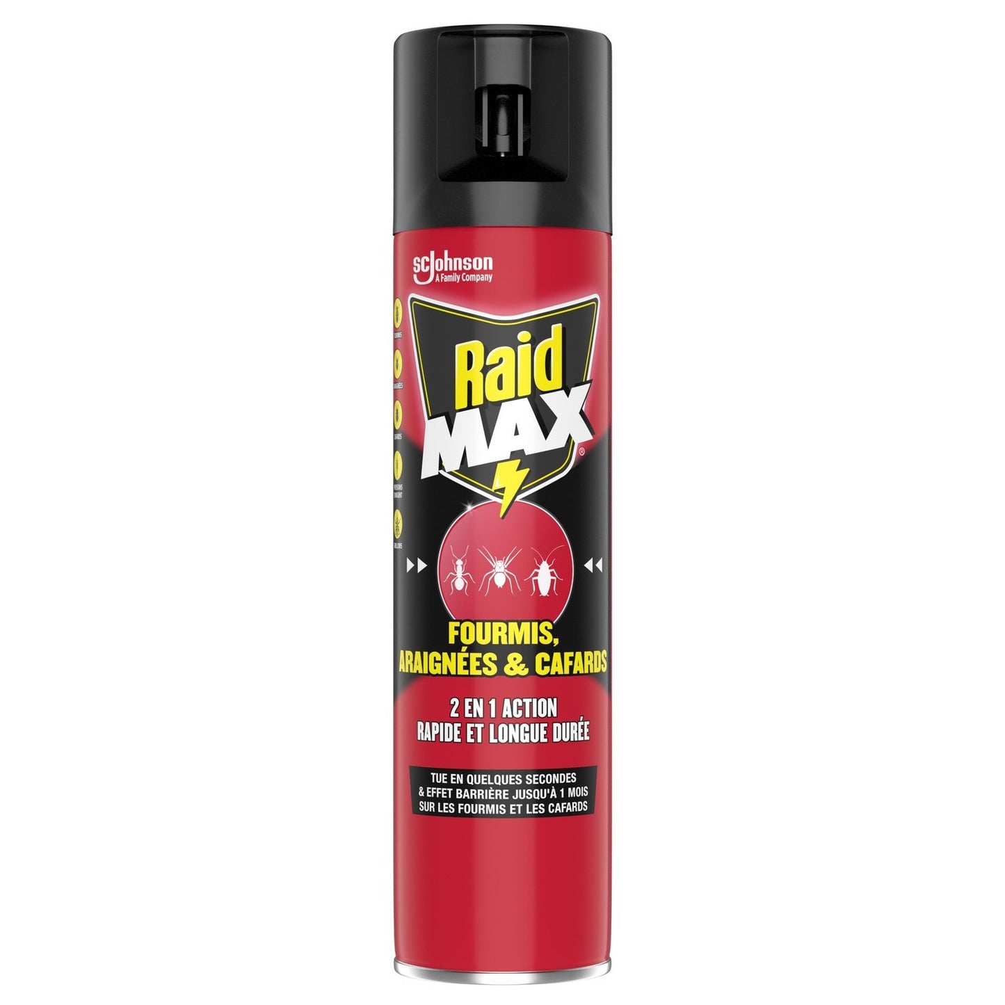 Insecticide Spray 2en1 Fourmis Araignées et Cafards Action Rapide Max RAID le flacon de 400mL