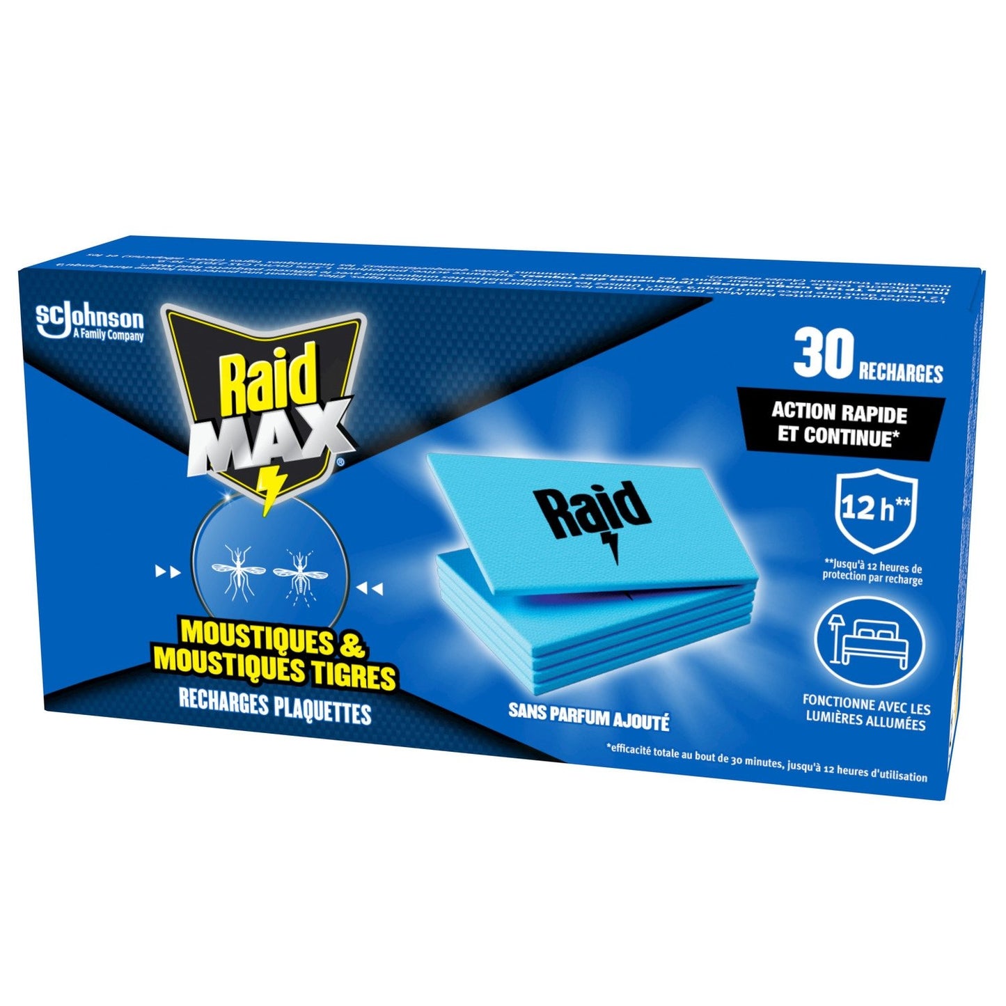 Anti-Moustiques Recharges Plaquettes Sans Parfum Moustiques et Moustiques Tigres Max RAID le paquet de 30 recharges