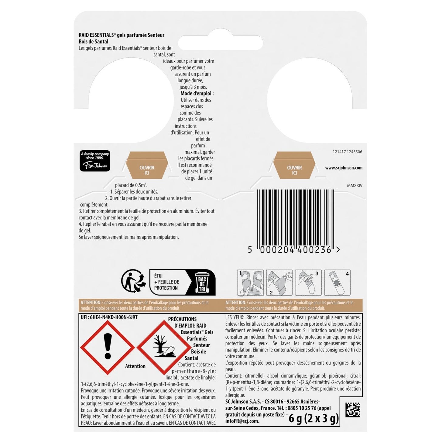 Anti-Mites Gel Parfum Bois de Santal RAID