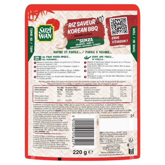 Riz Micro Ondable Saveur Korean BBQ SUZI WAN