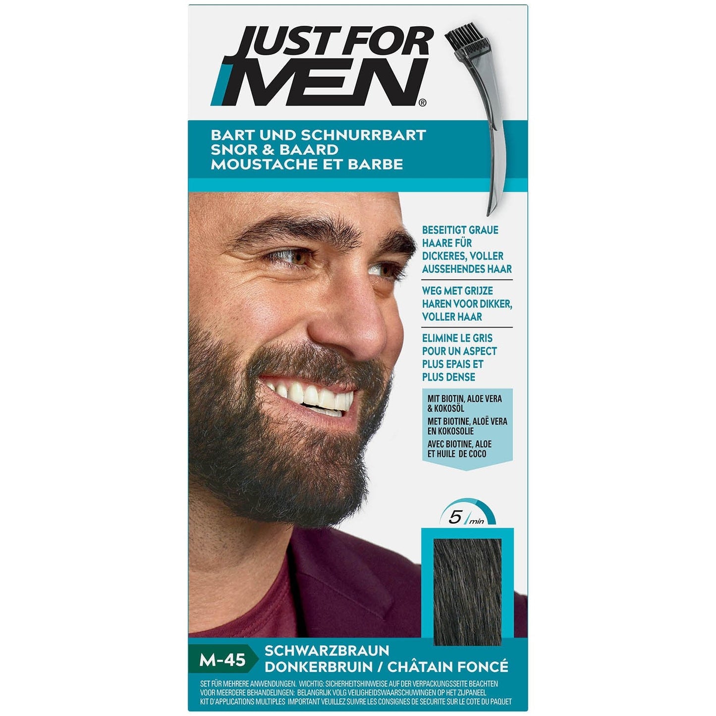 Coloration Gel Moustache et Barbe Chatain Foncé JUST FOR MEN