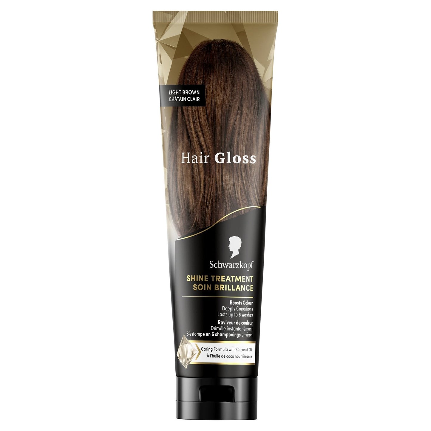 Coloration Semi-Permanente Soin Brillance Raviveur de Couleur Châtain Clair Huile de Coco Hair Gloss SCHWARZKOPF HAIR GLOSS le tube de 150mL