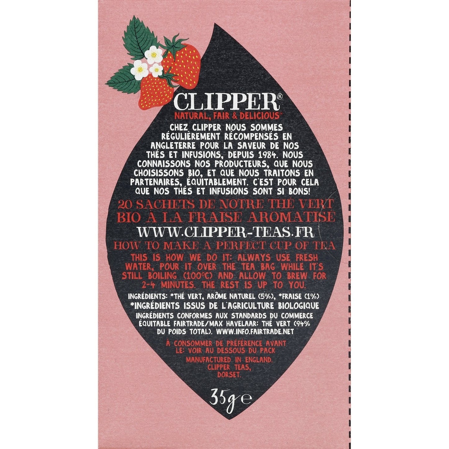 Thé Bio Vert Fraise CLIPPER