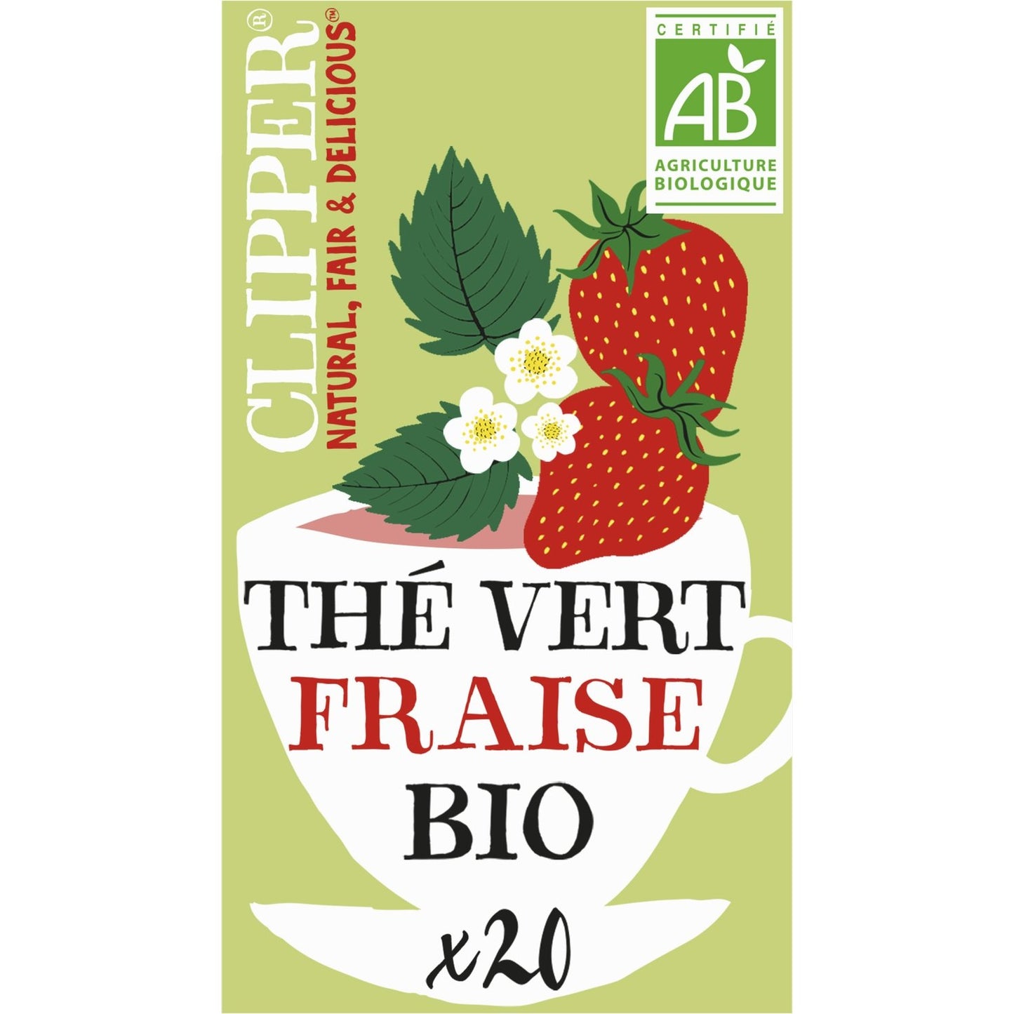 Thé Bio Vert Fraise CLIPPER Le paquet de 20 sachets - 35g