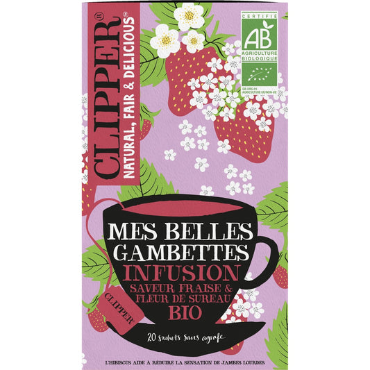 Infusion Mes Belles Gambettes Fraise et Fleur de Sureau Bio CLIPPER