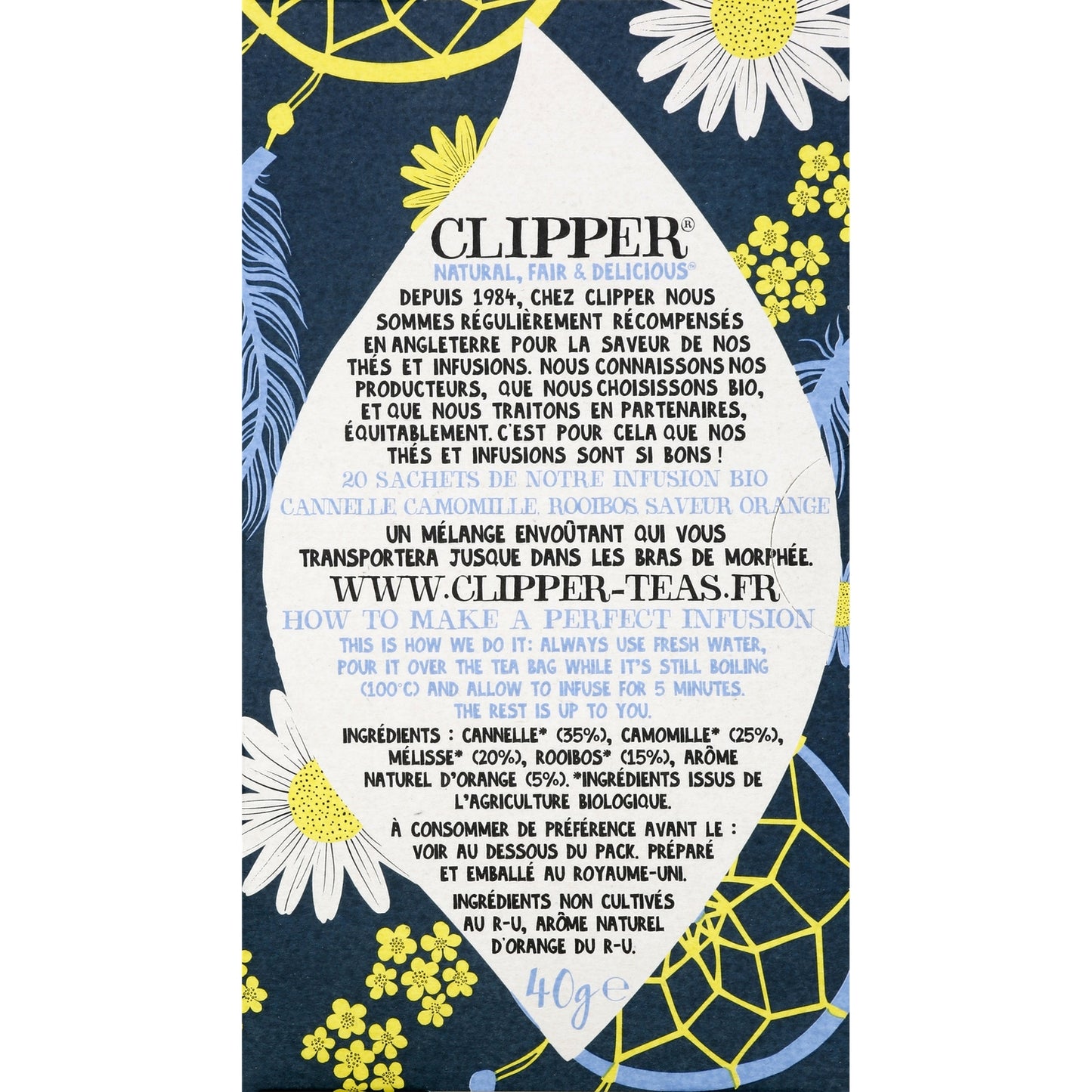 Organic Chamomile and Cinnamon Infusion with Orange Flavor CLIPPER