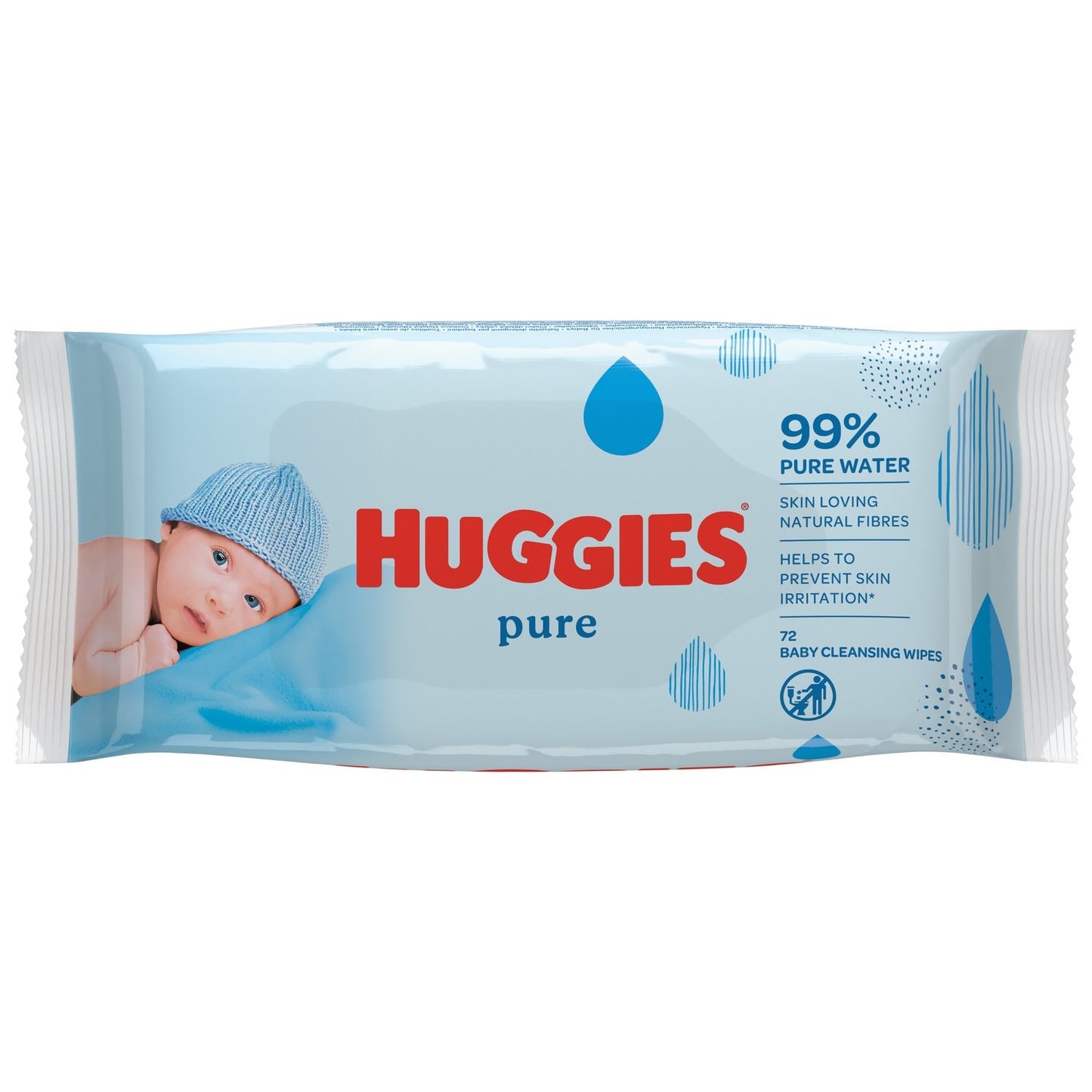 Lingettes Bébé Pure HUGGIES le sachet de 72 lingettes