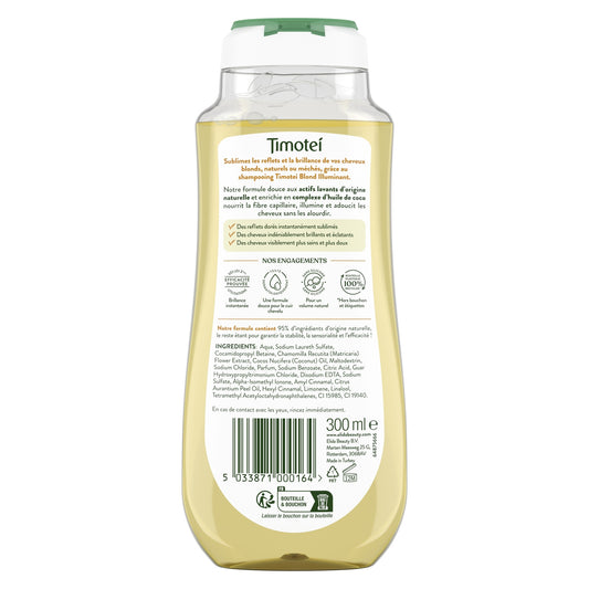 Shampoing Illuminant pour Cheveux blonds Camomille TIMOTEI