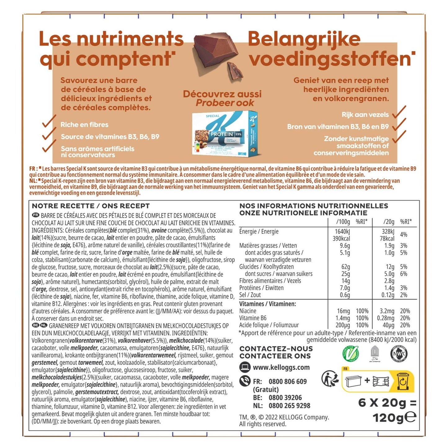 Barres Céréales Spécial K Chocolat au Lait KELLOGG'S