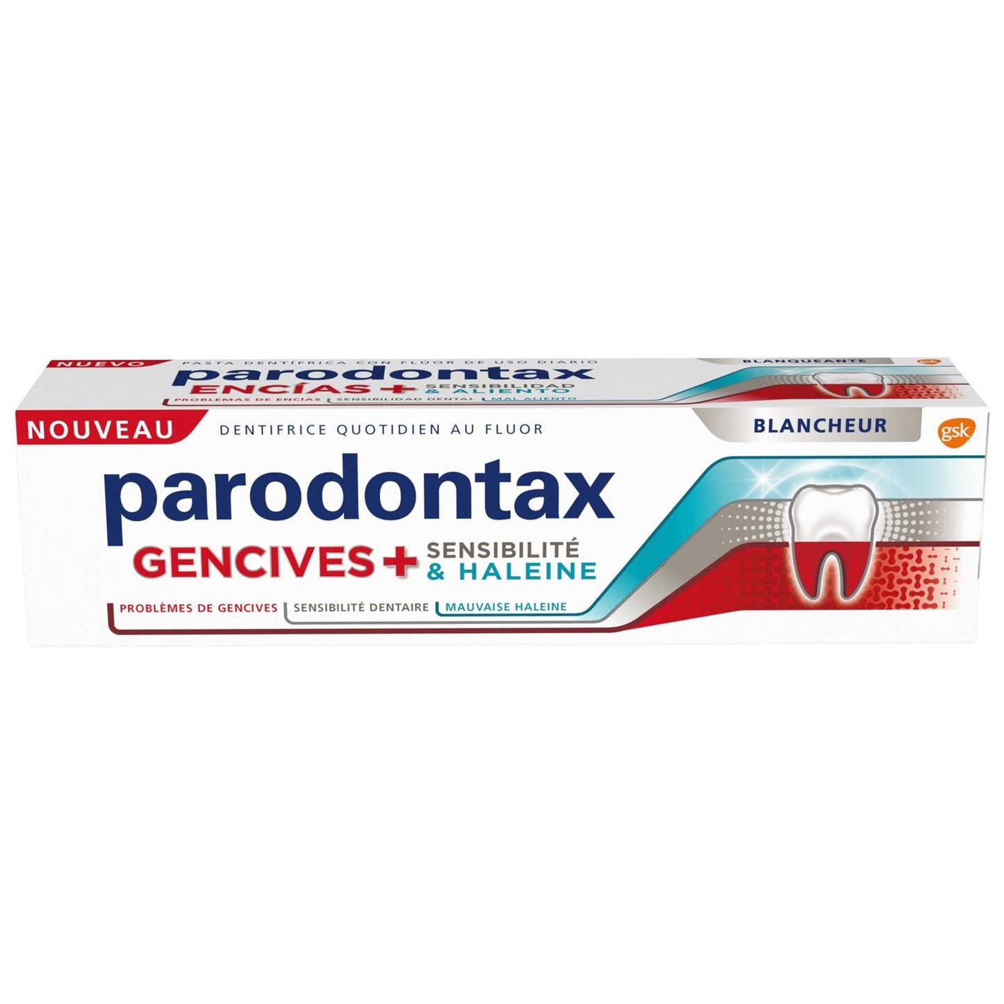 Dentifrice Quotidien au Fluor Gencives + Sensibilité & Haleine Fraîche Blancheur PARODONTAX