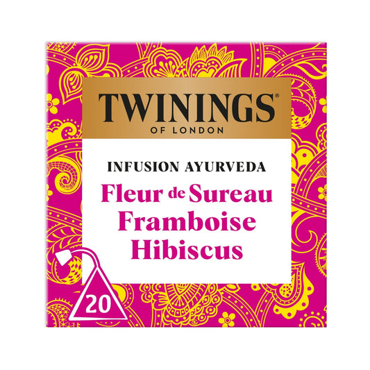Infusion Ayurveda Fleur de Sureau Framboise Hibiscus TWININGS