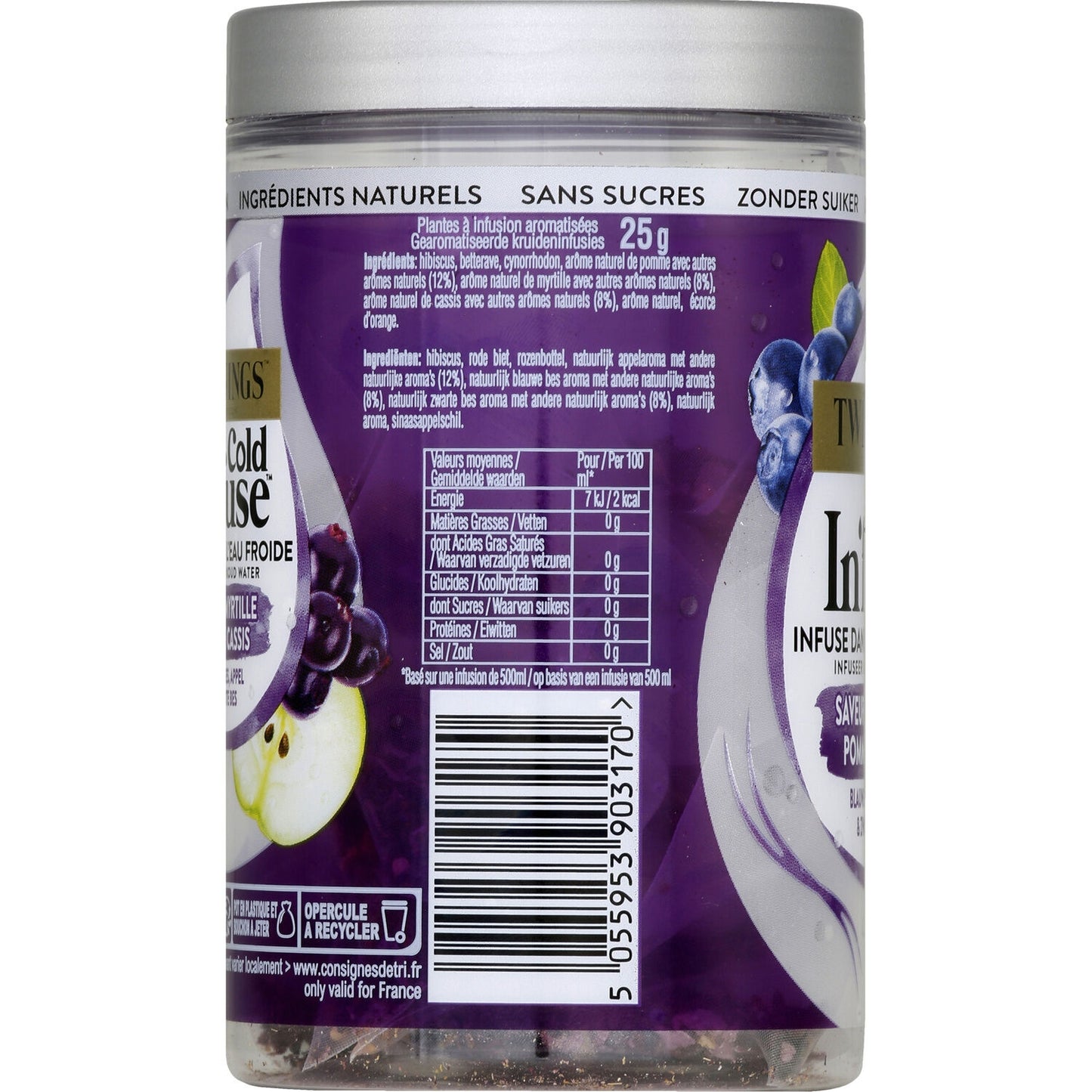 Infusion à Froid Cold In'fuse Myrtille Pomme Cassis TWININGS