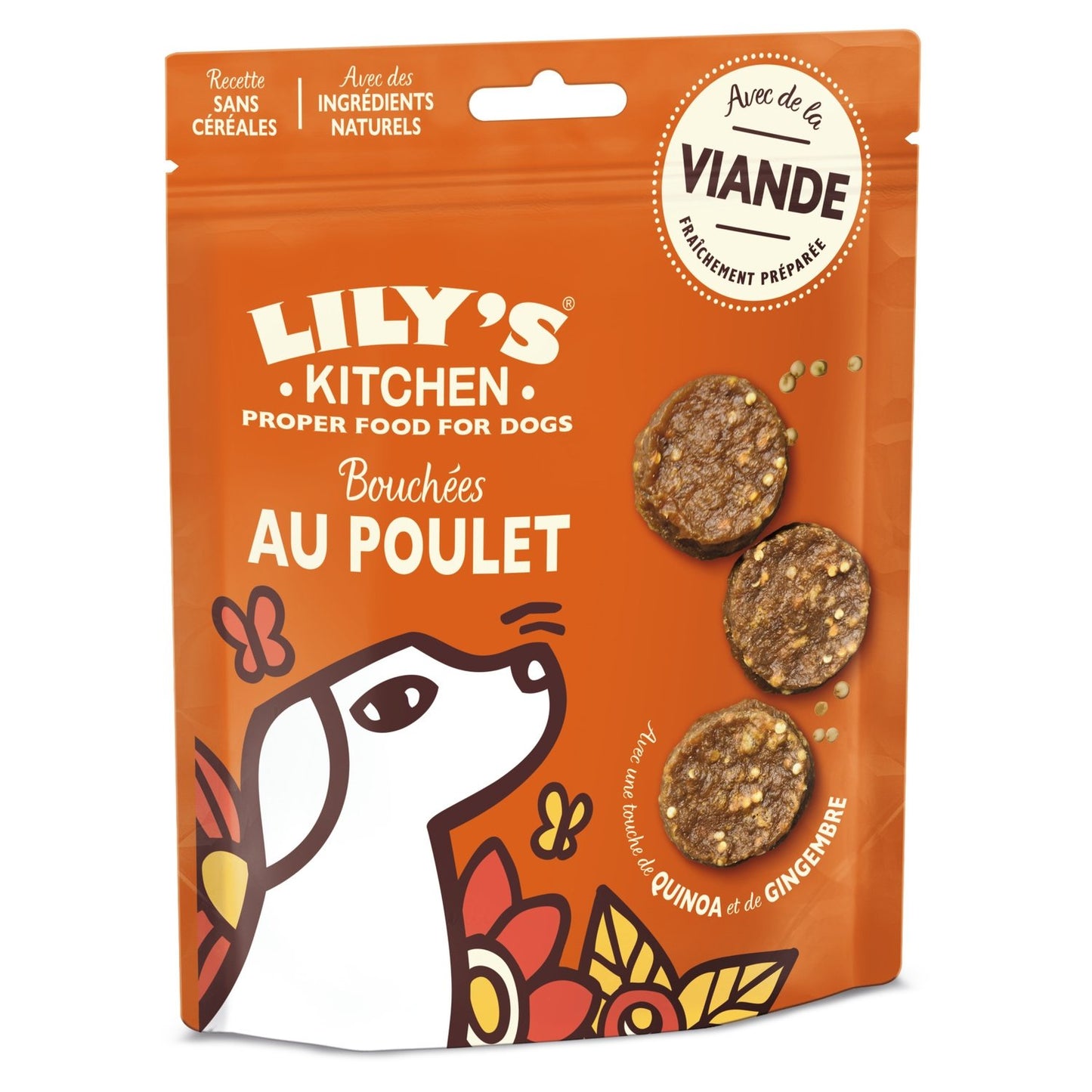 Friandises pour Chien Bouchées au Poulet Sans Céréales LILY'S KITCHEN le paquet de 70g
