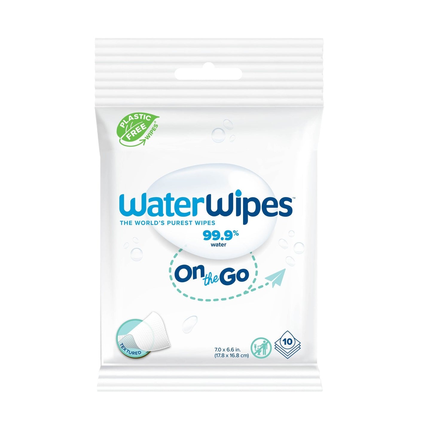 Lingettes Bébé On The Go WATERWIPES le paquet 10 lingettes