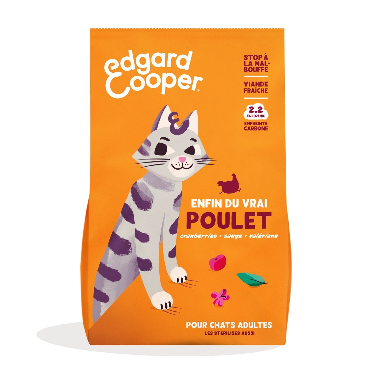 Croquettes pour Chat Adulte Sans Céréales Poulet Edgar & COOPER le sachet de 2Kg