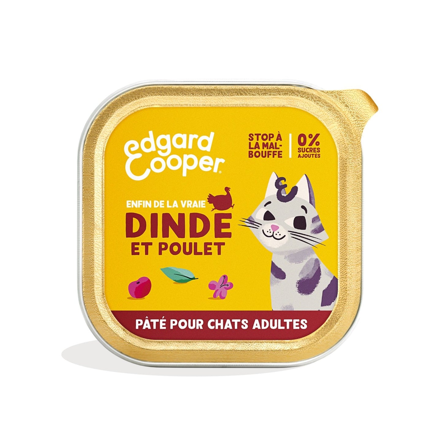 Pâtée pour Chat Adulte Dinde Poulet Sans Céréales Digestion Facile Edgar & COOPER La boîte de 85g