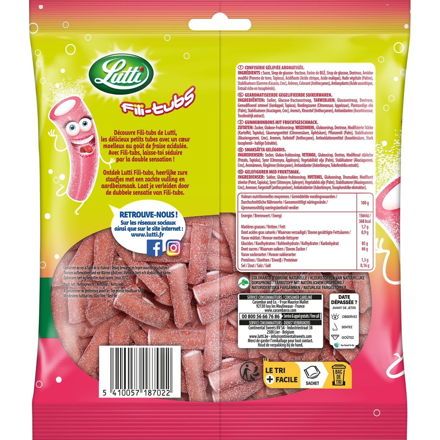 LUTTI Strawberry Fili Tubs Candies