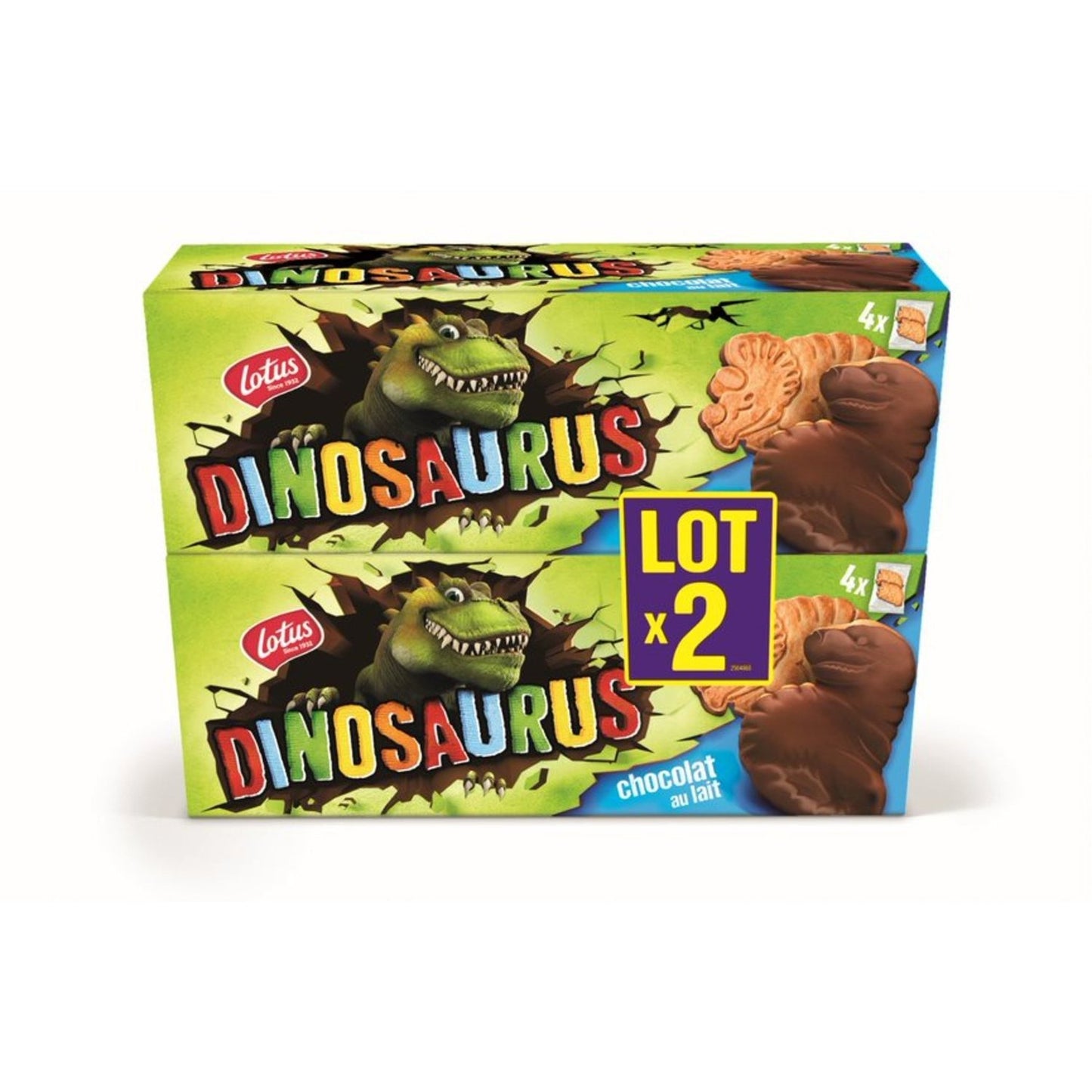 LOTUS DINOSAURUS Kekse mit Milchschokoladenüberzug