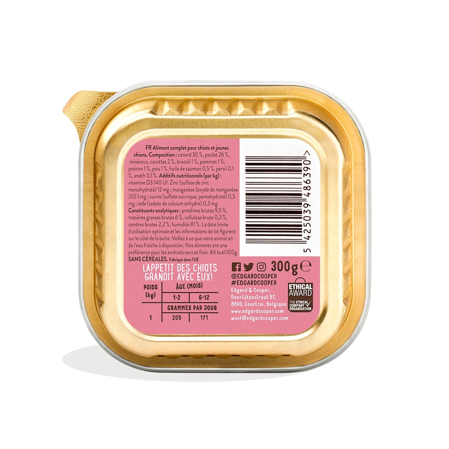 Pâtée pour Chien Junior Sans Céréales Poulet Canard Légumes Edgar & COOPER