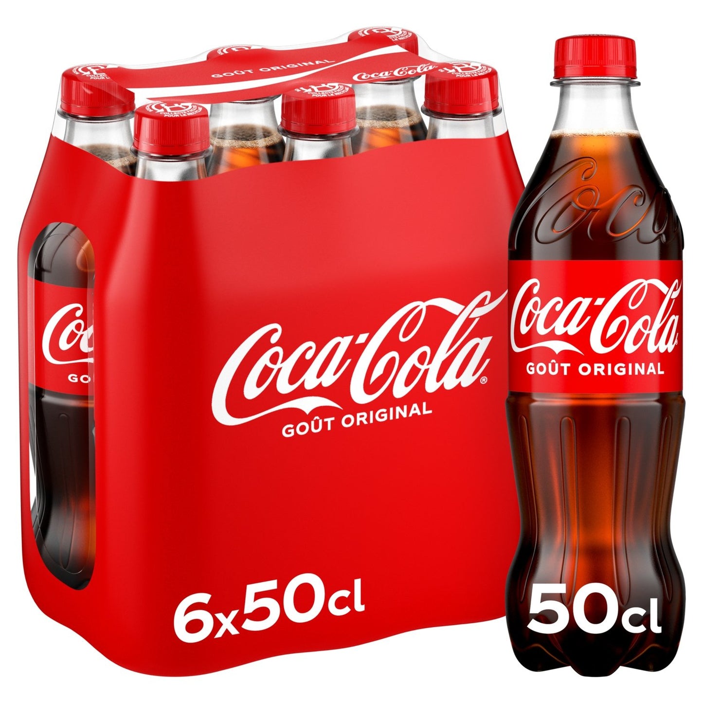 Soda au Cola Goût Original COCA-COLA le pack de 6 bouteilles de 50cL