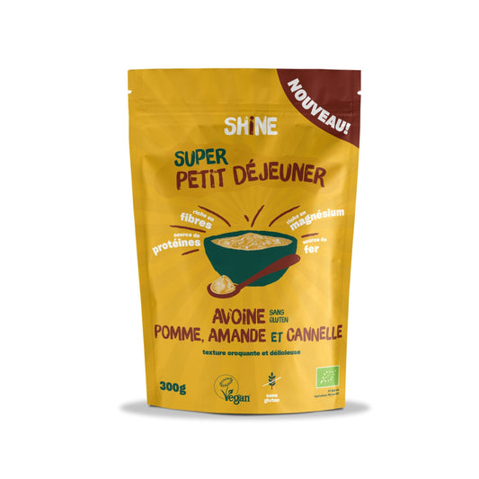 Céréales Avoine, Pomme, Amande et Canelle Sans Gluten Bio SHINE