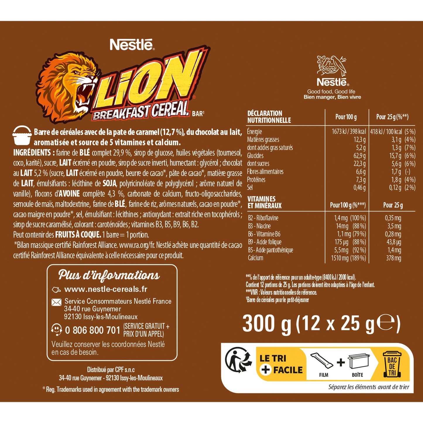 Barres Céréales Lion Caramel et Chocolat NESTLE