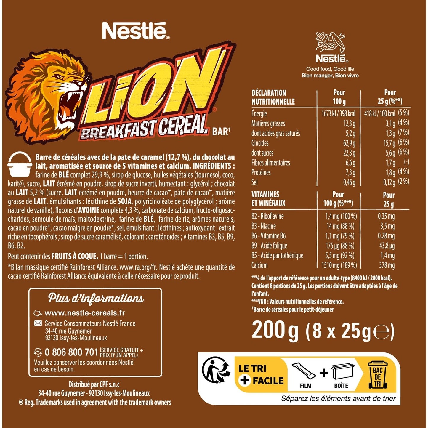 Barres Céréales Lion Caramel et Chocolat NESTLE
